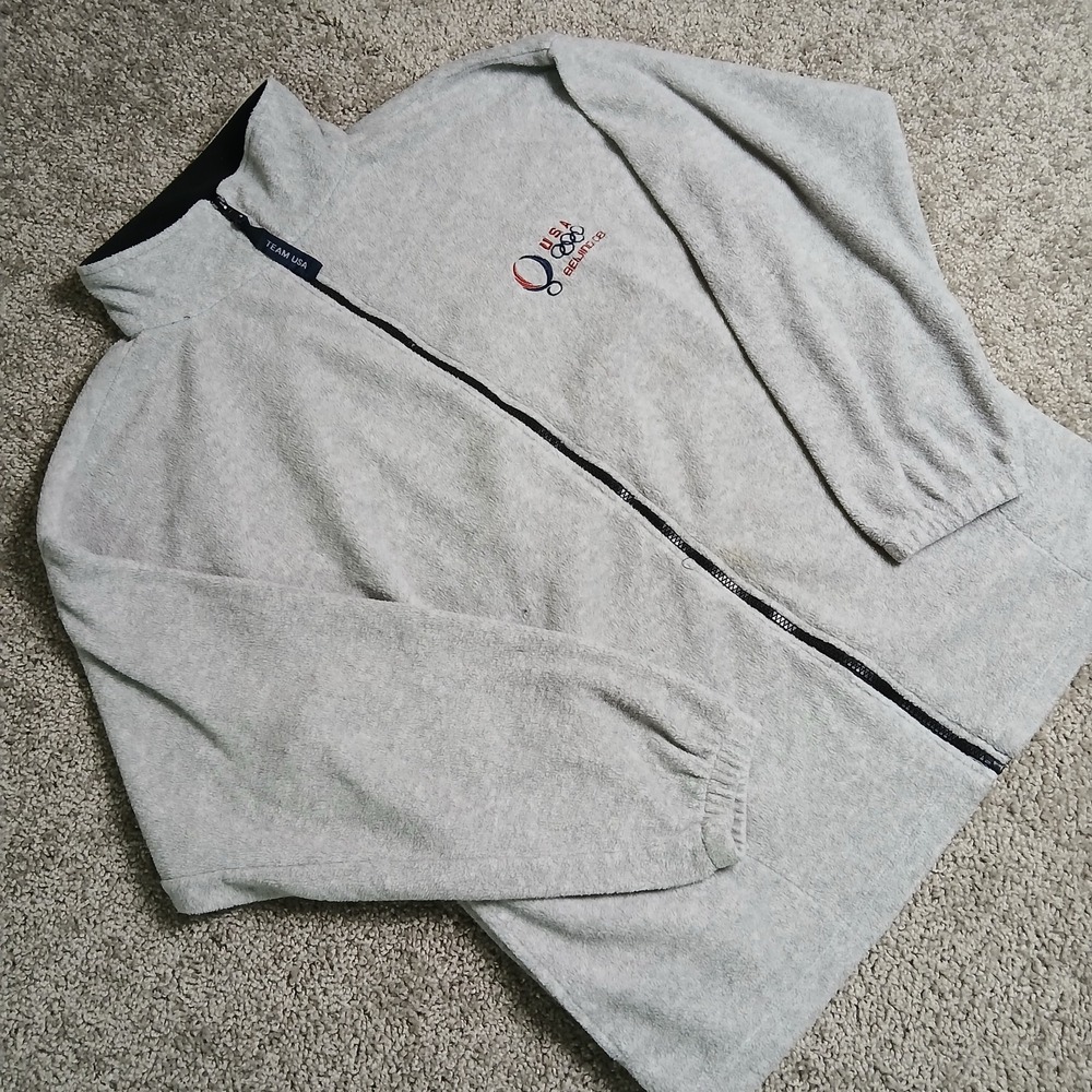 Beijing Olympics 2008 Adult XL Team USA Gray‎ Fleece Zippered Jacket